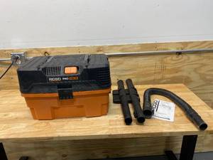 lot 45 image: RIDGID 4.5 Gallon 5.0-Peak HP ProPack WetDry Shop Vacuum with Fine Dust Filter, Expandable Hose and Accessories