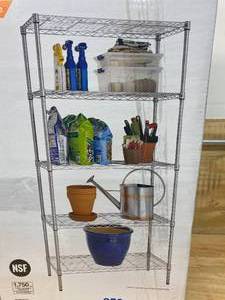 lot 50 image: HDX Chrome 5-Tier 5-Tier Metal Wire Shelving Unit (36 in. W x 72 in. H x 16 in. D)
