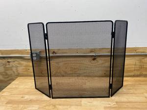 lot 89 image: MIND READER Room Divider 3 Panel Fire Place Screens, Black
