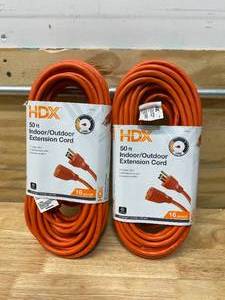 lot 18 image: HDX Lot of 2-  50 ft. 163 Light-Duty IndoorOutdoor Extension Cords, Orange