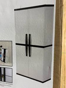 lot 59 image: HDX Plastic Freestanding Garage Cabinet in Gray (35 in. W x 71 in. H x 18 in. D)