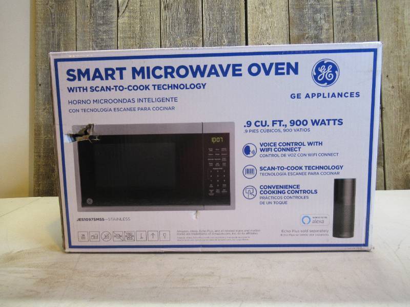 lot 16 image: GE - 0.9 Cu. Ft. Microwave - Stainless Steel  Scan-to-Cook Technology  Amazon Alexa Compatible - Stainless steel