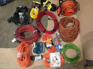 lot 19 image: Lot of assorted extension cords various sizes and conditions see pictures