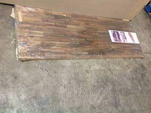 lot 29 image: Acacia 6 ft. L x 25 in. D x 1 in. T Butcher Block Countertop in Brown Oil Stain by Interbuild Customer Returns See Pictures