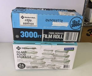 lot 107 image: New Food Storage Lot - 3000ft Roll of Film Wrap & Glass Food Storage Set
