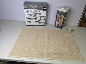 lot 116 image: New Food Storage Containers & New Performance Bath Mat