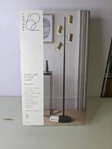 lot 118 image: New Project 62 Brass and Black Floor Lamp w Directional Canisters