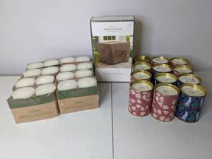 lot 270 image: New Lot of Citronella Candles (Plain, Cedarwood & Thyme) & Threshold Firepit Cover
