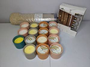lot 271 image: New Lot of Project 62 Items Citronella Candles, Outdoor Rug and String Lights