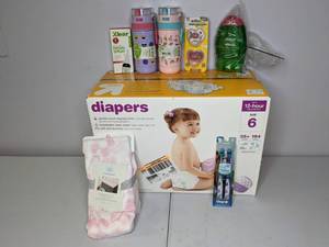 lot 279 image: Lot of New Baby & Childrens Items Diapers, Body Wash, Toothbrushes and More