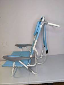 lot 265 image: Blue Outdoor Folding Chair with Backpack Straps