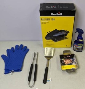 lot 177 image: Grilling Lot Char-Broil Pan Contenant, Citrusafe BBQ Grill Cleaner,  Char-Broil Gas Grill 190, & More - All New