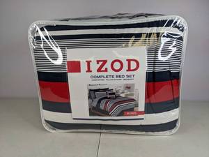 lot 362 image: New Izod Complete Bed Set with Comforter, Pillow Shams and Bed Skirt (King)