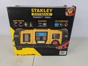 lot 96 image: New Stanley Fatmax PoweriT 1000A, Jump Starter, USB Power, Air Compressor