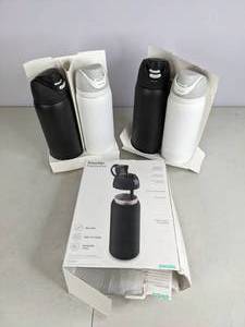 lot 358 image: New Set of (4) Owala Free Sip Water Bottles Black and White