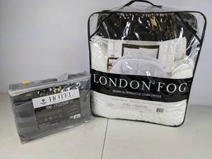 lot 82 image: New London Fog Down Alternative Comforter and New Members Mark Egyptian Cotton Sheet Set