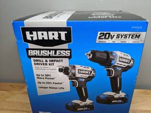 lot 22 image: Brand New HART Cordless Brushless Drill & Impact Driver Kit