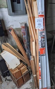 lot 251 image: Large Mixed Lot of Wood,  (3) Metal Milk Crates, & More