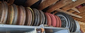 lot 47 image: Motorcycle Tires, Rims, Wheels, and Hubcaps Lot