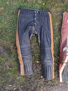 lot 250 image: Two Pair Vintage Drospo Lac Drolet Leather Motorcycle Pants