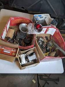 lot 160 image: Miscellaneous Parts - Car Battery, Caster Wheels, Tail Light, Mirror, Pipes, Electric Parts