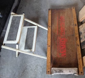 lot 105 image: Vintage Mechanics Creeper & Vintage Step Stool