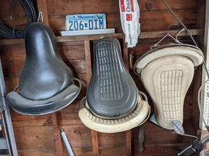 lot 182 image: Set of (3) Vintage Motorcycle Cushioned Seats