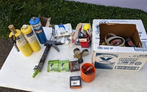 lot 67 image: Misc Garage and Household Items Nails, Oil Seal, Gas Tanks, Pressure Gauge, Lightbulbs and More