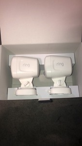 Ring White Smart Lighting Motion Activated Outdoor Integrated LED Spot Light Battery 2-Pack with Smart Lighting Bridge White