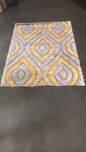 Well Woven San Francisco Malibu Yellow Modern Trellis Ogee 3 ft. 11 in. x 5 ft. 3 in. 3D Carved Shag Area Rug