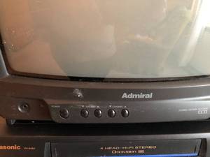 lot 58 image: Phillips TV, Admiral TV,  VHS Players & Stand