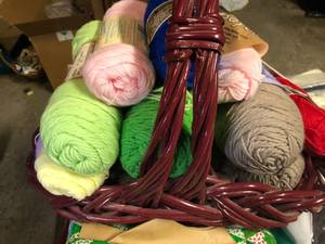 lot 90 image: Craft Supplies - Yarn, Cross stitch, Quilt Batting & Fabric