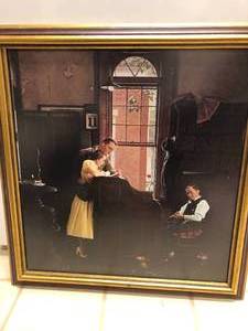 lot 115 image: Framed Norman Rockwell Print - Marriage License