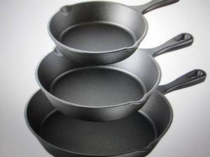 3 cast iron pans 1 has handle broke...