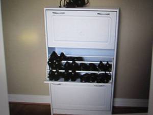 deluxe triple shoe cabinet white ope...