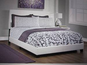 Queen headboard, leather look, open...
