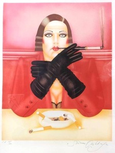 lot 11 image: Shimon Okshteyn Pencil Signed and Numbered Smoking Lady Artist Proof (E.A.) 1530 Framed Artwork