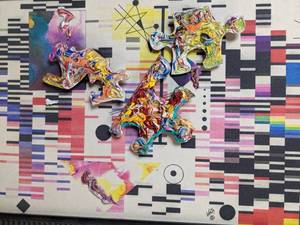 lot 305 image: (3) Lawrence (Larry) Volk ORIGINAL Mixed Media, Three Dimensional Signed Framed Artwork