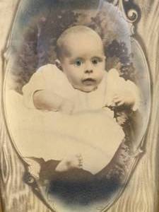 lot 312 image: Antique Baby Portrait in an Antique Wooden Frame