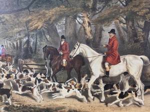 lot 317 image: (2) Framed and Matted English Fox Hunting Scenes