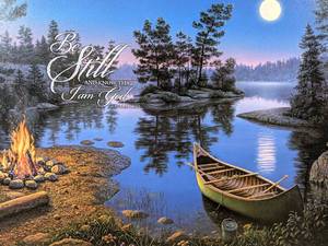 lot 322 image: Kim Norlien Gold Ink Signed Moonlight Bay Framed Artwork