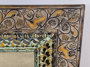 lot 324 image: Ornate Antiqued Metal Framed Mirror