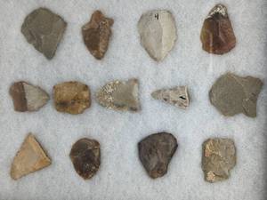 lot 135 image: Collection of Native American Arrowheads in a Display