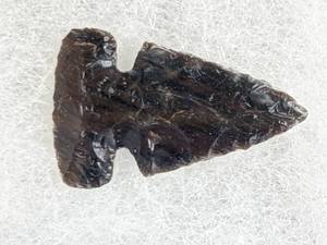 lot 137 image: Collection of Native American Arrowheads in a Display Including Obsidian