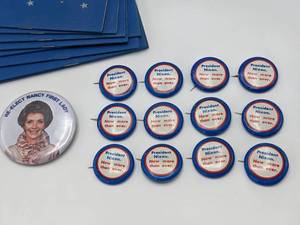 lot 152 image: Ronald Reagan, Nancy Reagan, George Bush  Quayle, Richard Nixon Political Campaign Collection Pinbacks, Yard Signs, Inauguration Program, etc.