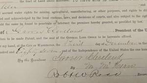 lot 145A image: Original 1887 President Grover Cleveland Hand Signed Land Document
