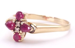 lot 53 image: Antique Edwardian Ruby and Diamond Cross Ring in 14k Yellow Gold