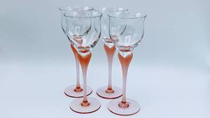 lot 426 image: (4) Mikasa Sea Mist Coral Frosted Stem Wine Glasses