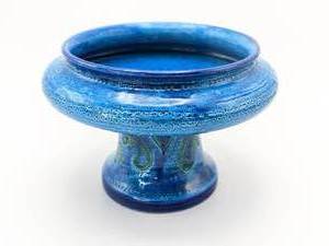 lot 440 image: Rosenthal-Netter Mid Century Modern Blue Green Pottery Compote