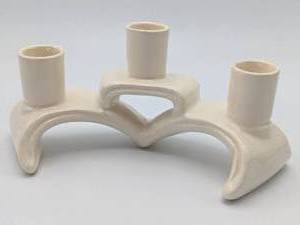 lot 444 image: Weller Signed Pottery Triple Candle Holder